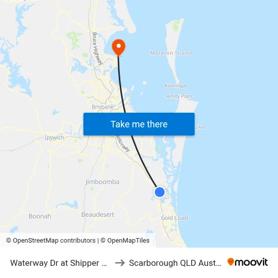 Waterway Dr at Shipper Drive to Scarborough QLD Australia map