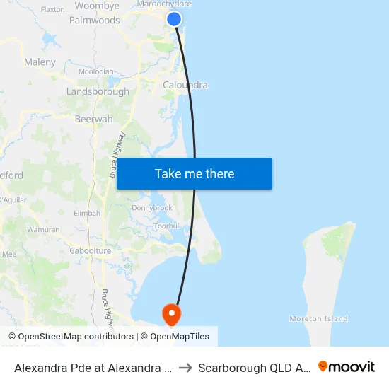 Alexandra Pde at Alexandra Headland to Scarborough QLD Australia map