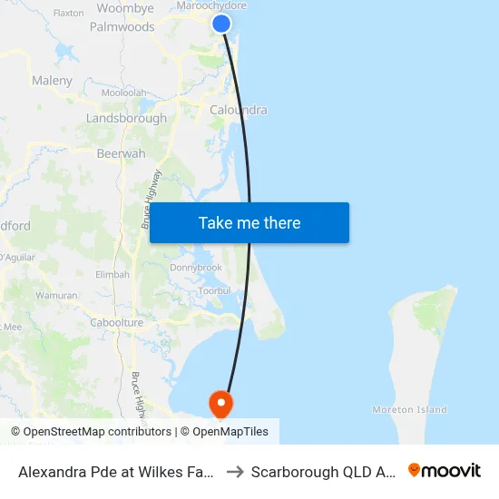 Alexandra Pde at Wilkes Family Park to Scarborough QLD Australia map