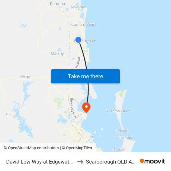 David Low Way at Edgewater Village to Scarborough QLD Australia map