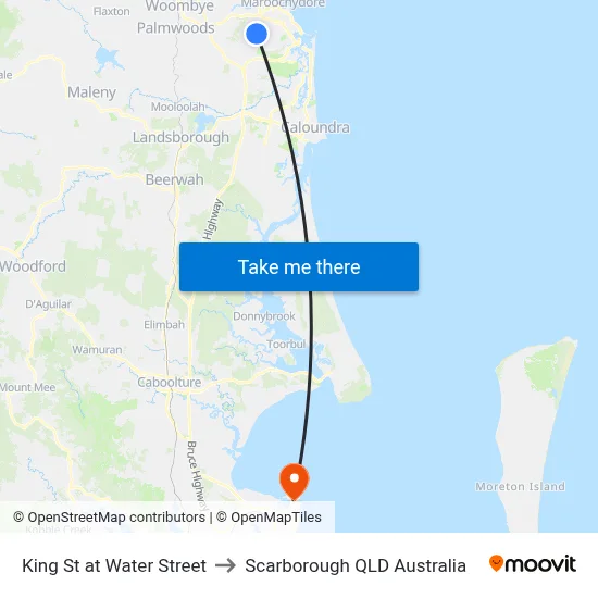 King St at Water Street to Scarborough QLD Australia map