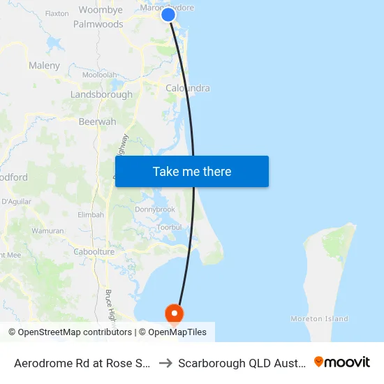 Aerodrome Rd at Rose Street to Scarborough QLD Australia map