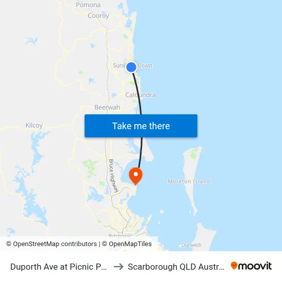 Duporth Ave at Picnic Point to Scarborough QLD Australia map