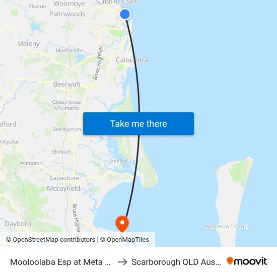 Mooloolaba Esp at Meta Street to Scarborough QLD Australia map
