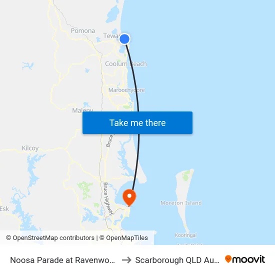 Noosa Parade at Ravenwood Park to Scarborough QLD Australia map