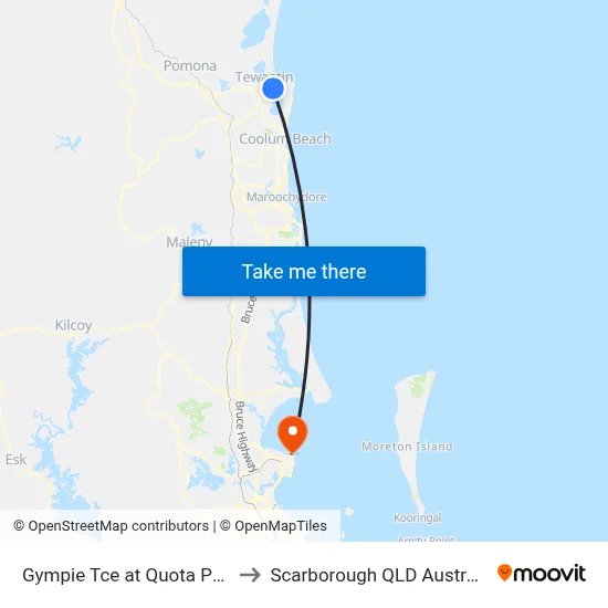 Gympie Tce at Quota Park to Scarborough QLD Australia map