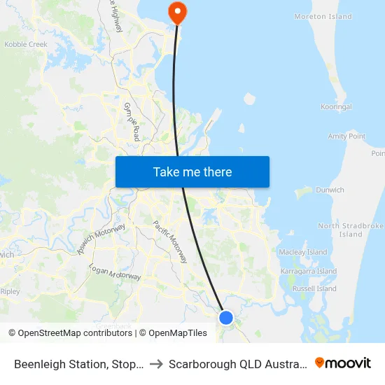 Beenleigh Station, Stop B to Scarborough QLD Australia map
