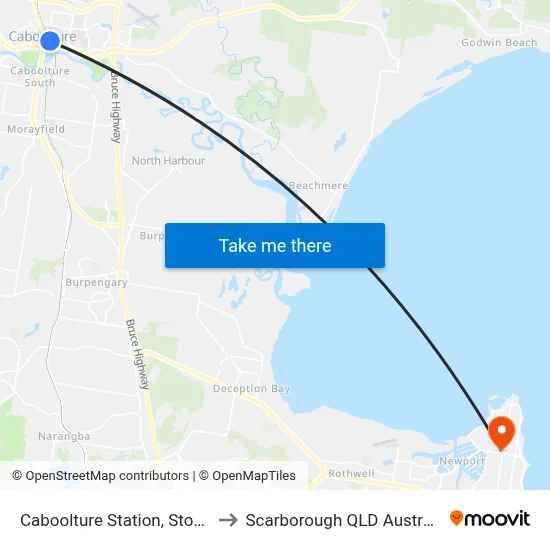 Caboolture Station, Stop B to Scarborough QLD Australia map
