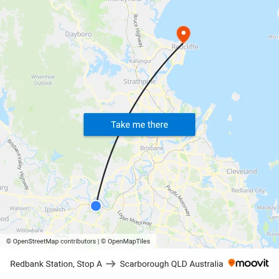 Redbank Station, Stop A to Scarborough QLD Australia map