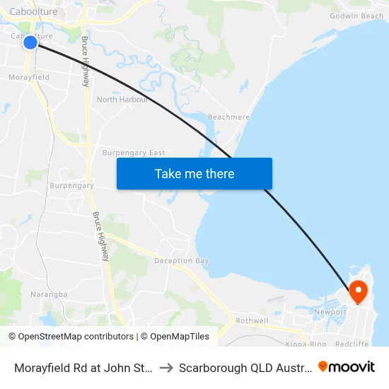 Morayfield Rd at John Street to Scarborough QLD Australia map