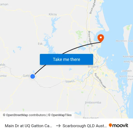 Main Dr at UQ Gatton Campus to Scarborough QLD Australia map