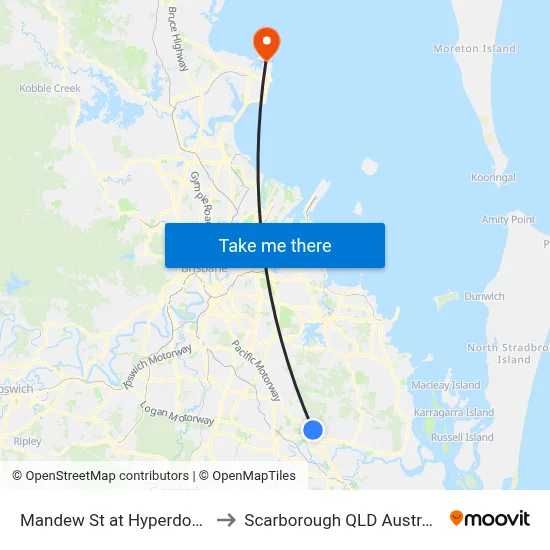 Mandew St at Hyperdome to Scarborough QLD Australia map