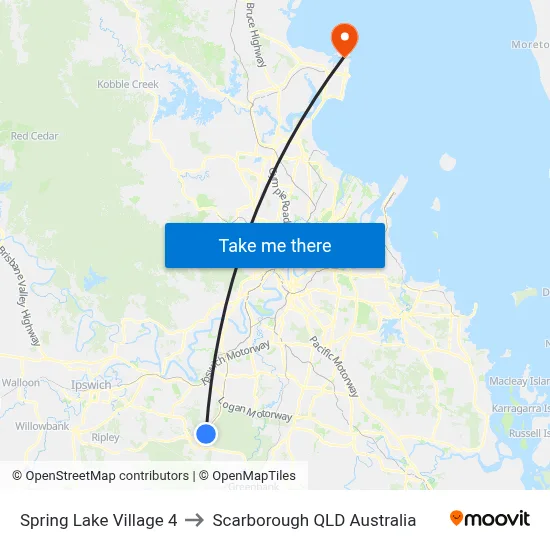 Spring Lake Village 4 to Scarborough QLD Australia map