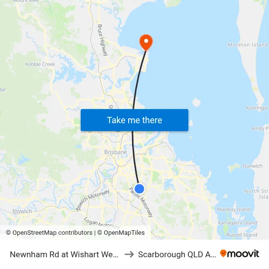 Newnham Rd at Wishart West, Stop 76 to Scarborough QLD Australia map