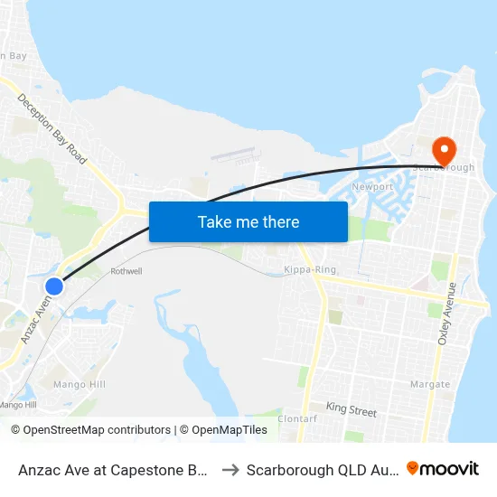 Anzac Ave at Capestone Boulevard to Scarborough QLD Australia map