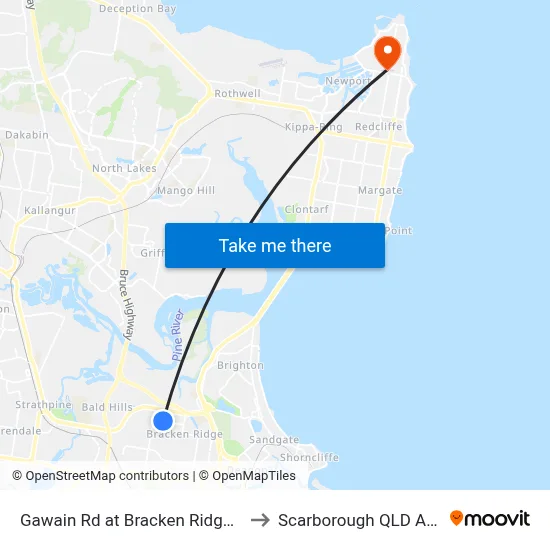 Gawain Rd at Bracken Ridge, Stop 43 to Scarborough QLD Australia map