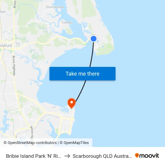 Bribie Island Park 'N' Ride to Scarborough QLD Australia map