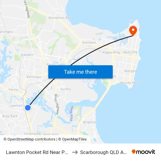 Lawnton Pocket Rd Near Paisley Dr to Scarborough QLD Australia map