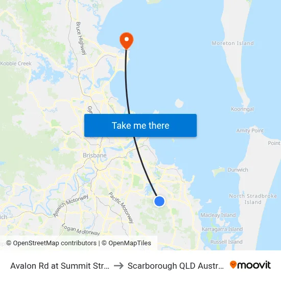 Avalon Rd at Summit Street to Scarborough QLD Australia map