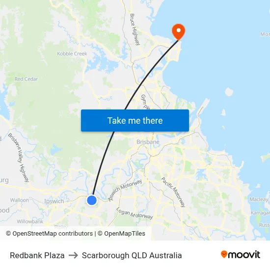 Redbank Plaza to Scarborough QLD Australia map