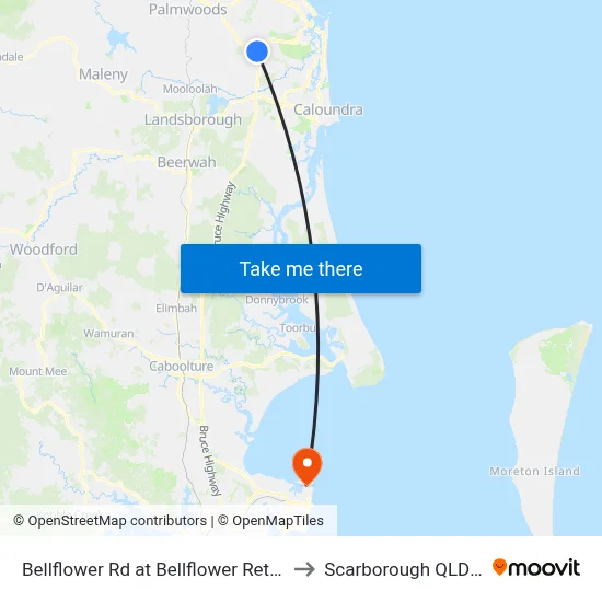 Bellflower Rd at Bellflower Retirement Resort to Scarborough QLD Australia map