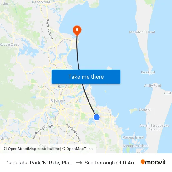 Capalaba Park 'N' Ride, Platform 1 to Scarborough QLD Australia map