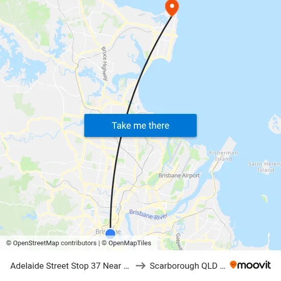 Adelaide Street Stop 37 Near Anzac Square to Scarborough QLD Australia map