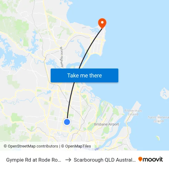 Gympie Rd at Rode Road to Scarborough QLD Australia map