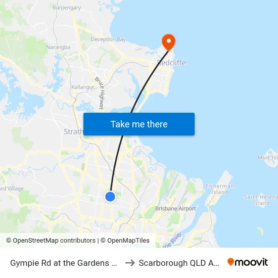 Gympie Rd at the Gardens Stop 38a to Scarborough QLD Australia map
