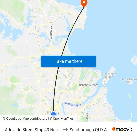 Adelaide Street Stop 43 Near City Hall to Scarborough QLD Australia map
