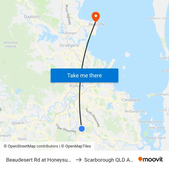 Beaudesert Rd at Honeysuckle Way to Scarborough QLD Australia map