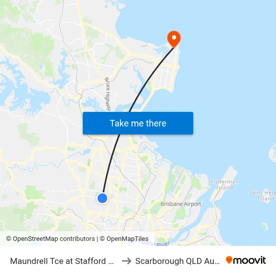 Maundrell Tce at Stafford Heights to Scarborough QLD Australia map