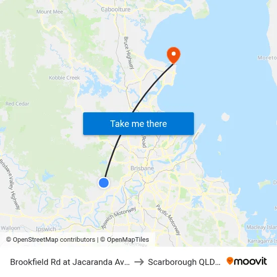 Brookfield Rd at Jacaranda Avenue, Stop 43 to Scarborough QLD Australia map