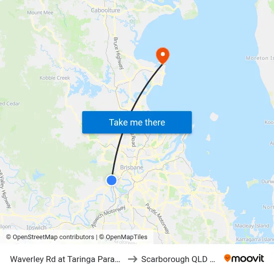 Waverley Rd at Taringa Parade, Stop 27 to Scarborough QLD Australia map