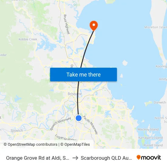Orange Grove Rd at Aldi, Stop 52 to Scarborough QLD Australia map