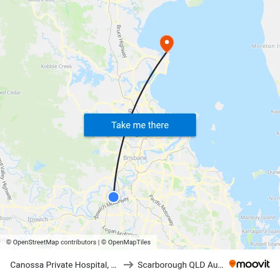Canossa Private Hospital, Stop 70 to Scarborough QLD Australia map