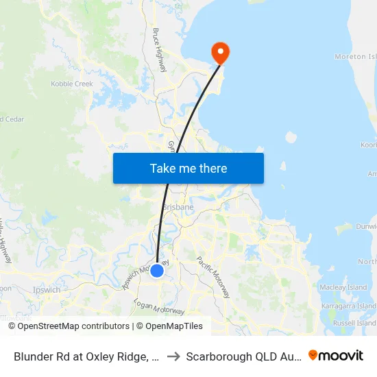 Blunder Rd at Oxley Ridge, Stop 67 to Scarborough QLD Australia map