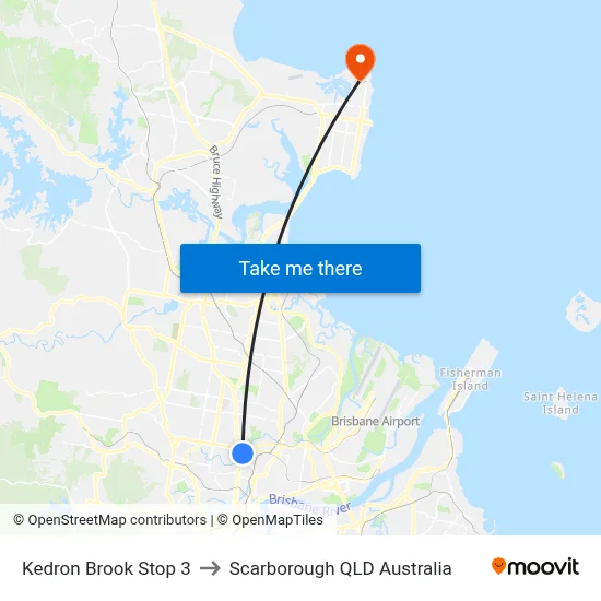 Kedron Brook Stop 3 to Scarborough QLD Australia map