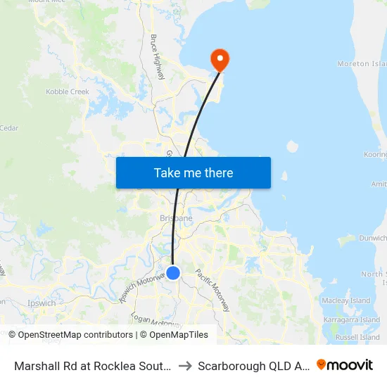 Marshall Rd at Rocklea South, Stop 41 to Scarborough QLD Australia map