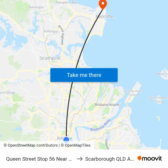 Queen Street Stop 56 Near Edward St to Scarborough QLD Australia map