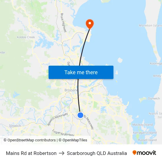 Mains Rd at Robertson to Scarborough QLD Australia map