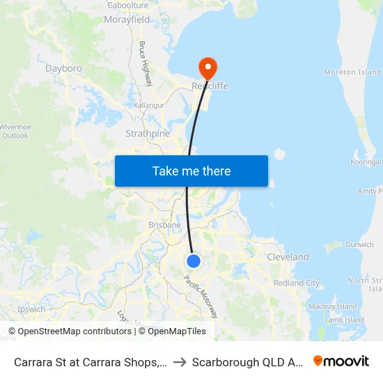 Carrara St at Carrara Shops, Stop 52 to Scarborough QLD Australia map