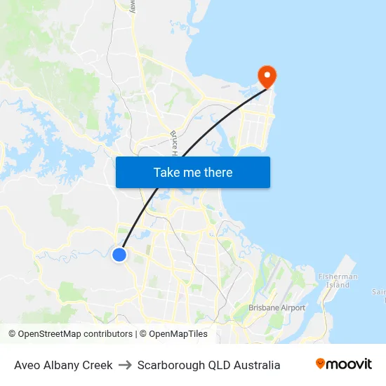 Aveo Albany Creek to Scarborough QLD Australia map