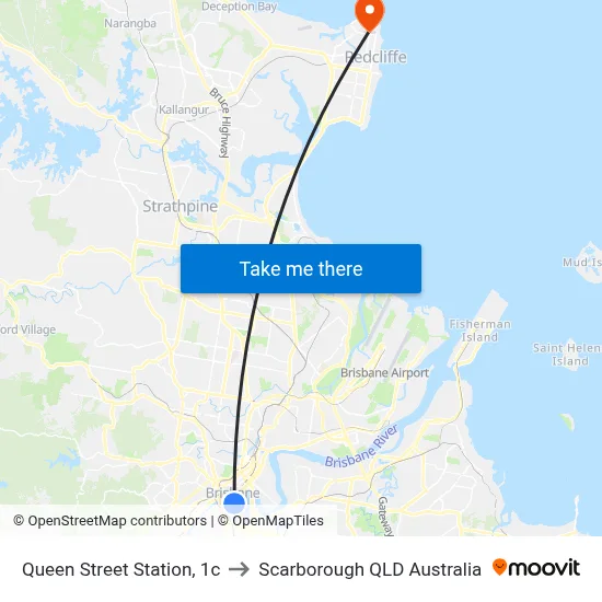 Queen Street Station, 1c to Scarborough QLD Australia map