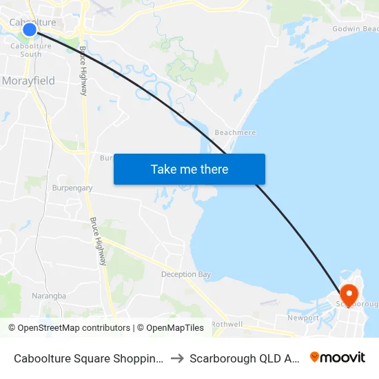 Caboolture Square Shopping Centre to Scarborough QLD Australia map