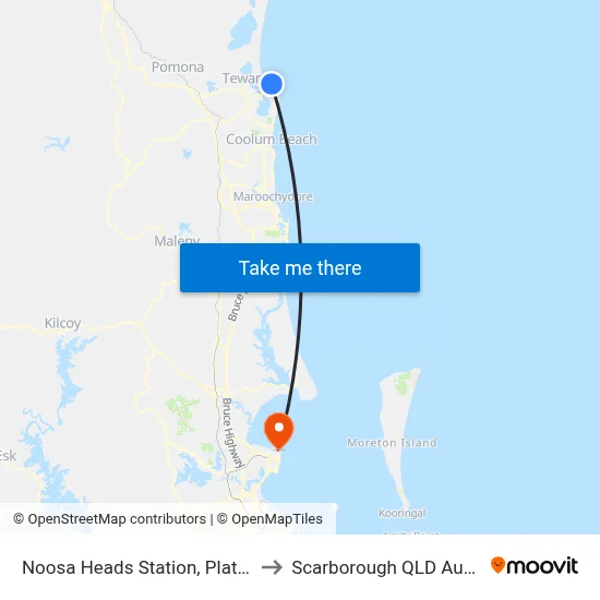 Noosa Heads Station, Platform 1 to Scarborough QLD Australia map