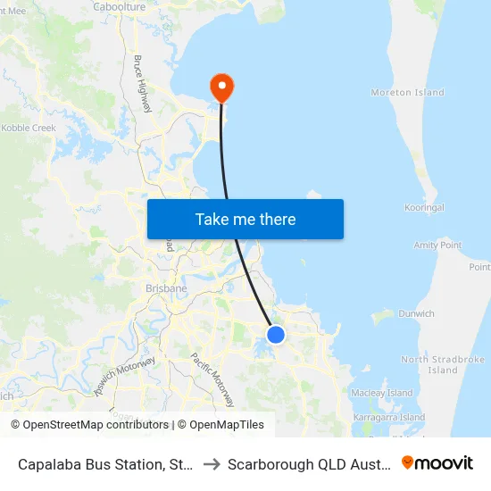 Capalaba Bus Station, Stop E to Scarborough QLD Australia map