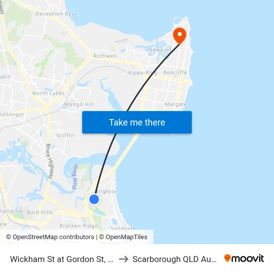 Wickham St at Gordon St, Stop 2 to Scarborough QLD Australia map