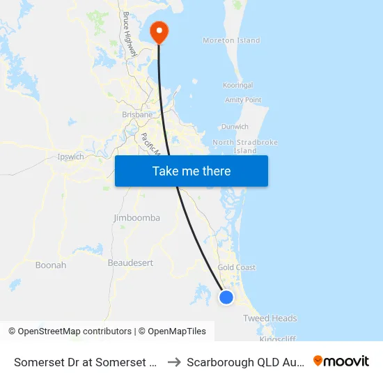 Somerset Dr at Somerset College to Scarborough QLD Australia map