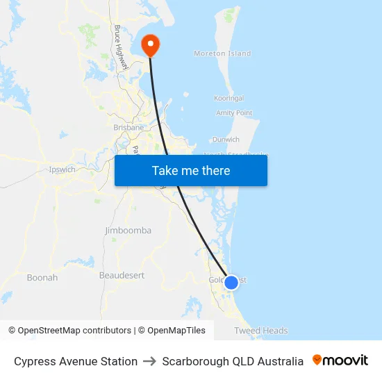Cypress Avenue Station to Scarborough QLD Australia map